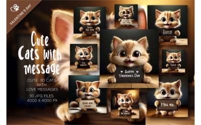 Lindos gatos con mensaje. Día de San Valentín.