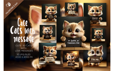 Süße Katzen mit Botschaft. Valentinstag.