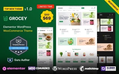Grocey — тема Elementor WooCommerce для продуктов питания, фруктов и овощей