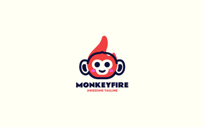 Logo del fumetto della mascotte del fuoco della scimmia