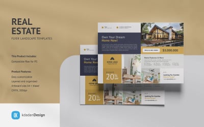 Modèles de conception PSD de paysage de dépliant immobilier Vol 076