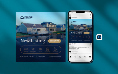 Dark Blue Minimalist Real Estate Instagram Post