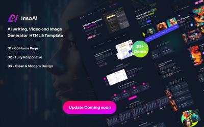 InsoAi - HTML5-sjabloon voor AI-schrijven, video- en beeldgenerator.
