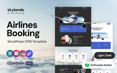 Skylands - Tema WordPress Elementor multiuso per biglietti aerei