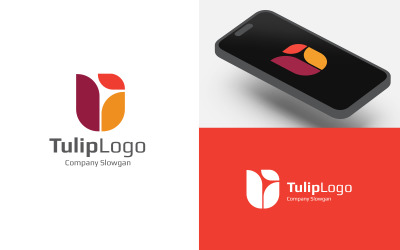 Tulipán abstruct logó tervezősablon