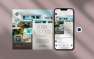 Eleganter professioneller Instagram-Beitrag zur Ankündigung eines neuen Immobilienangebots