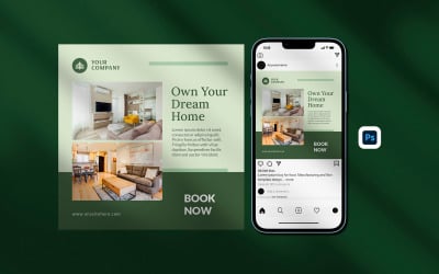 Modèle de publication Instagram de vente de meubles verts modernes