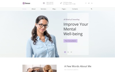 Responsywny szablon strony www Sense - Psychologist Multipage Clean HTML Website Template #39554