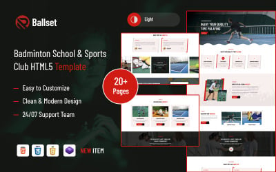 Ballset — HTML5-шаблон для школы и спортивного клуба бадминтона