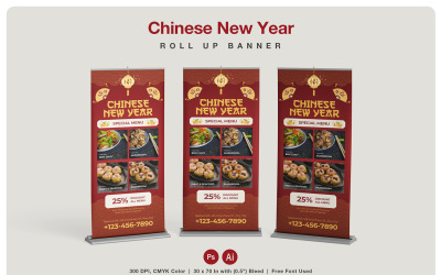 Banner enrollable del año nuevo chino