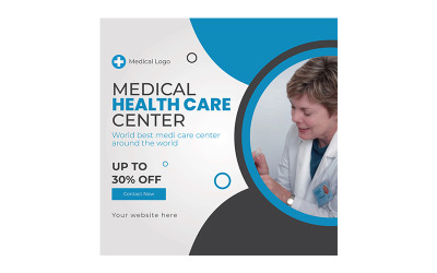 Banner per social media modificabile in campo medico e sanitario e modello di post di copertina
