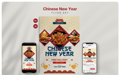 Čínský Nový rok Flyer Set