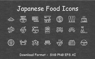 Conjunto de iconos de línea de comida japonesa