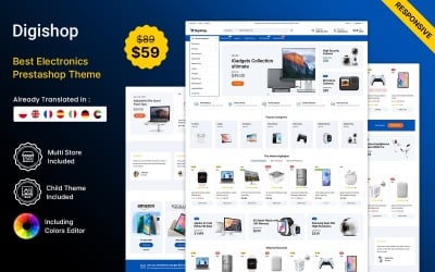DigiShop - Tema PrestaShop para tienda de artículos electrónicos y digitales