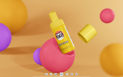 Mockup di visualizzazione del sapone in mini bottiglia