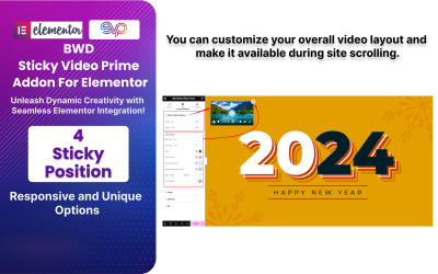 Плагин BWD Sticky Video Prime WordPress для Elementor