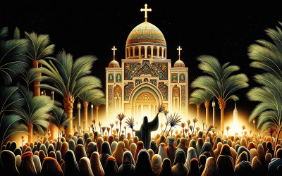 棕榈树日假期插图模板