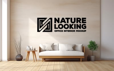 Logotypmodell på lyxvägg | Lyxig väggmockup | premium logotyp mockup | lyxig vit interiörmockup