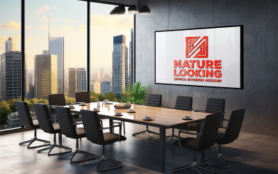 Office board logo mockup | glass office board mockup