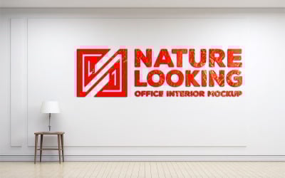 Red logo mockup | white luxury wall mockup | white luxury interior mockup