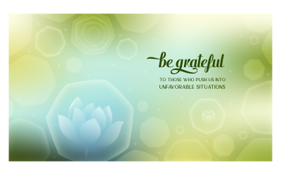 Inspirerande bakgrunder 14400x8100px med lotus och budskap om att vara tacksam