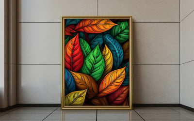 Picture frame mockup | gold border painting frame mockup