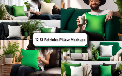 St Patrick&#039;s Pillow Mockup Bundle