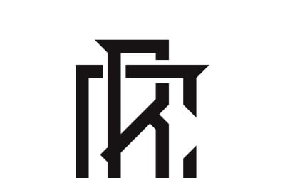 Um logotipo monograma de letras pretas B e C entrelaçadas em estilo gótico, uma outra variação