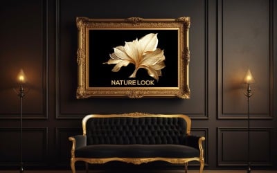 Golden photo frame mockup | gold board mockup | gold border frame mockup | sign board mockup