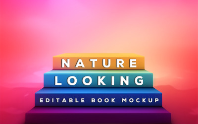 Buchbühnenmodell | Buchcover-Mockup | Textmodell auf Hintergrund mit Farbverlauf | Bühnenmodell