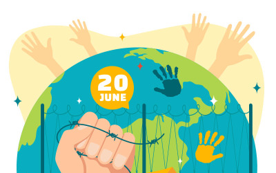 10 Ilustración vectorial del Día Mundial del Refugiado