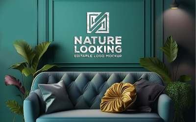 Mockup del logo interno | mockup da parete in legno | mockup del logo su tavola di legno | modello di logo del segno