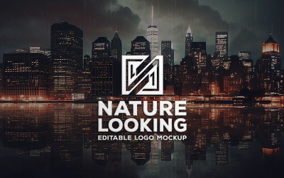 Mockup del logo sullo sfondo della città di New York | modello di logo del segno | modello di logo sullo sfondo della città
