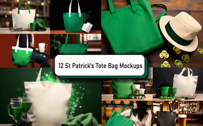 St Patrick&#039;s Tote Bag Mockup Bundle