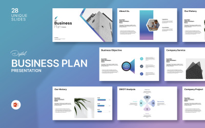 Businessplan PowerPoint-sjabloon Schoon ontwerp