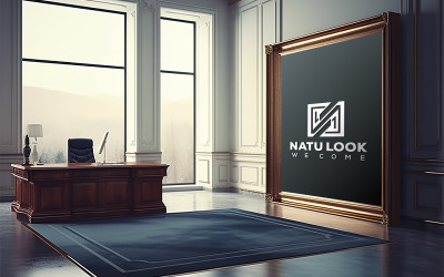 Glass Wall Logo Mockup | Glass building interior Mockup | Glass Building Logo Mockup
