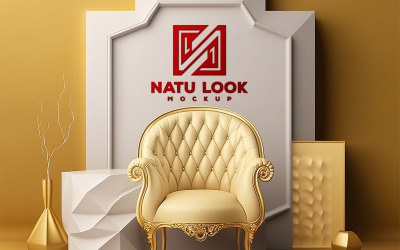 Logo Mockup | white board mockup on yellow wall | logo mockup on colorful interior