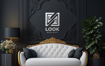 Logo Mockup | wooden Wall Interior Mockup | logo mockup on dark wooden wall