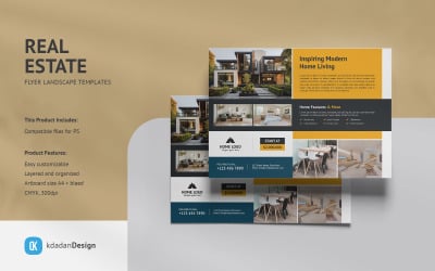 Modèles de conception PSD de paysage de dépliant immobilier Vol 084