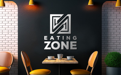 Restaurant board mockup | Restaurant black board mockup | logo mockup on Black Brick Wall