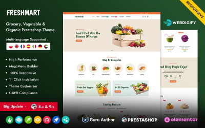 FreshMart – Responsives Prestashop Elementor-Theme für Lebensmittel und Bio-Produkte