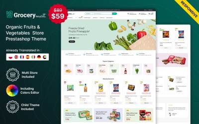 Grocery Mart – Livsmedelsgrönsaker och ekologiskt responsivt Prestashop-tema