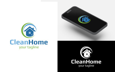 Modello di progettazione del logo della casa pulita