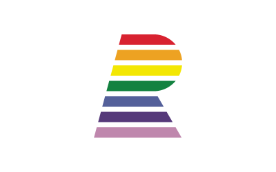 Modelo de logotipo de arco-íris letra R