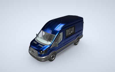 Profesyonel Sınıf Ford Transit Çift Kabinli Van 3D Modeli: Görselleştirmeler için Mükemmel