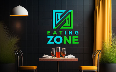 Sing Logo Mockup | Luxury Restaurant Mockup | black wall mockup on the restaurant