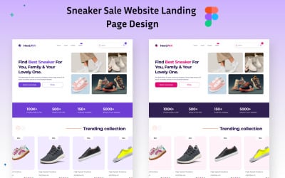 Design da página de destino do site de venda de sapatos