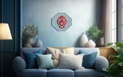 Interior wall mockup_small billboard mockup on house interior_logo mockup design