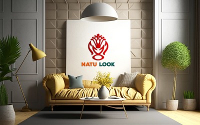 Maquete de logotipo na sala de estar_ maquete da sala de estar_ maquete do logotipo design_ maquete da sala de estar