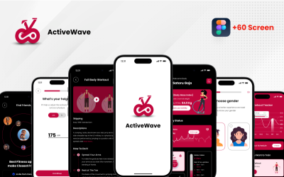 Modèle Figma d&amp;#39;application de fitness mobile Activewave